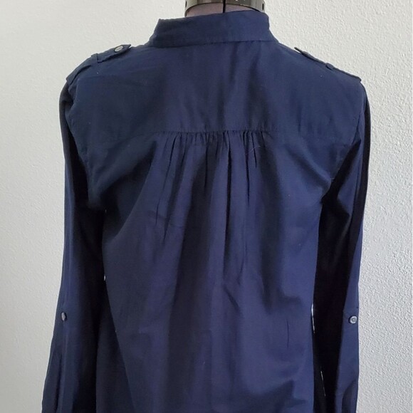 NWT GH Bass & Co Women's Button-down Shirt Small Navy Cotton Basic Classic - Picture 5 of 9